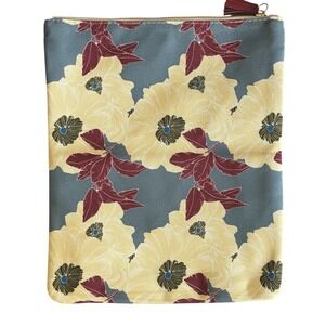 Anthropologie Rachel Pally Floral Pouch Clutch Bag with Tassel‎ Zip Closure